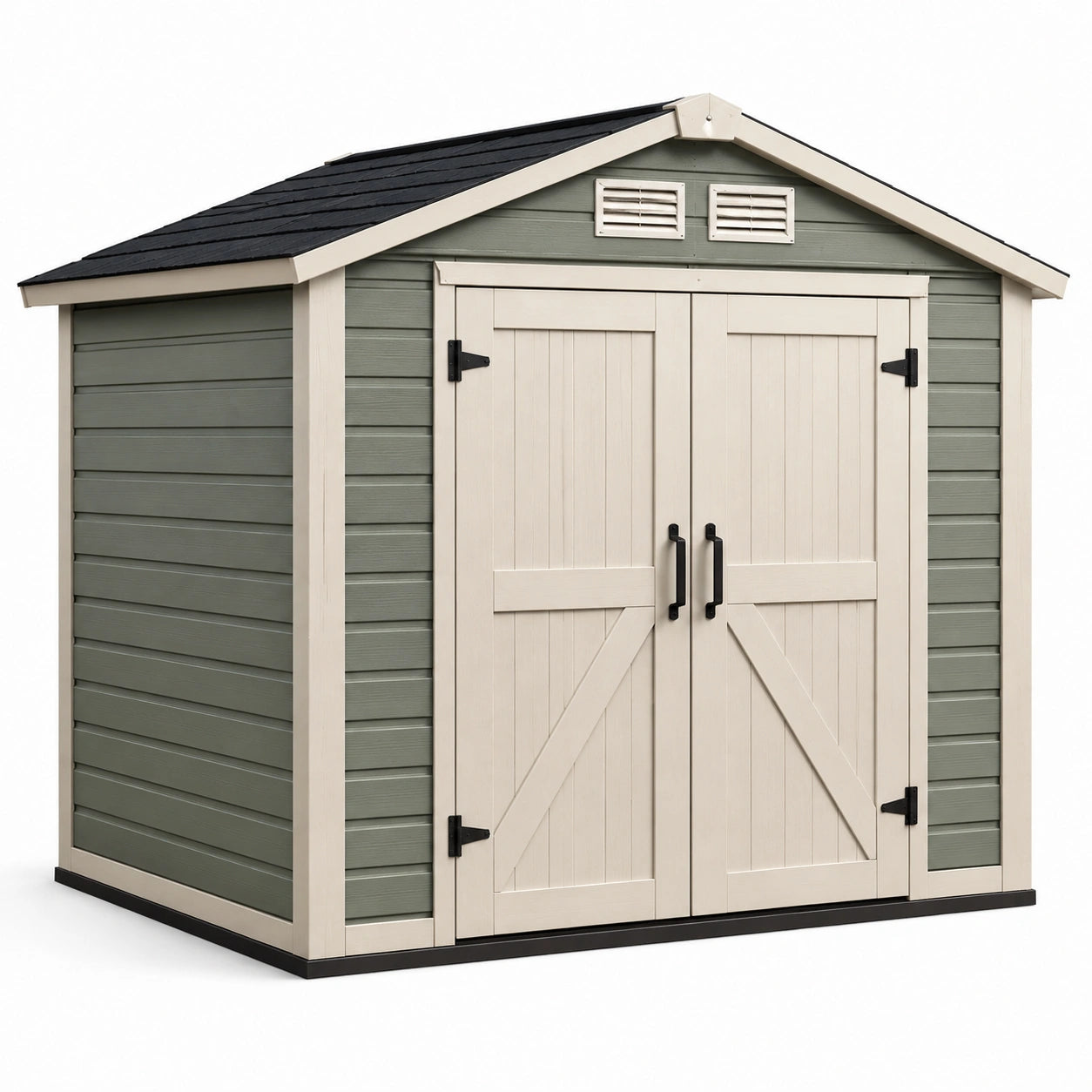 Abri de jardin en plastique à double porte vert/gris 185x152x226 cm
