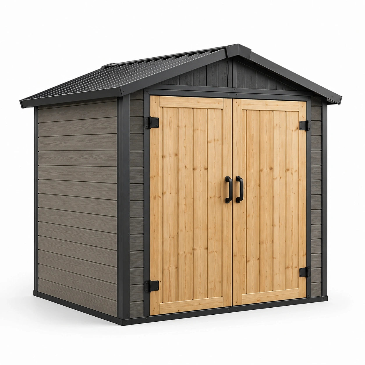 Abri de jardin en résine avec portes en bois composite 200x130x220 cm