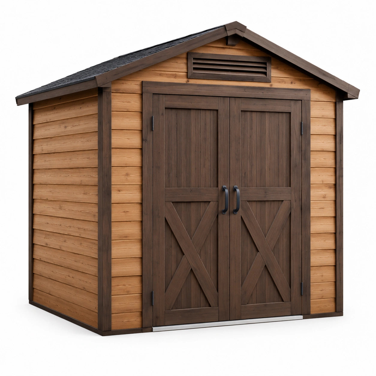 Abri de jardin en bois massif brun foncé avec toit à deux pentes 250x300x210 cm