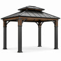 Pavillon en aluminium et acier avec toit double gris 300x400x300 cm