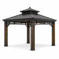 Pavillon extérieur en métal et bois 3x3m avec toit double