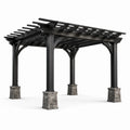 Pergola en bois et pierre 300x300x250 cm