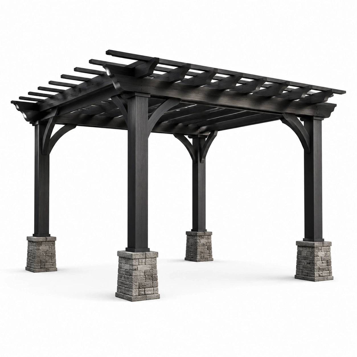 Pergola en bois et pierre 300x300x250 cm