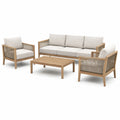 Ensemble de salon de jardin en bois et tissu beige