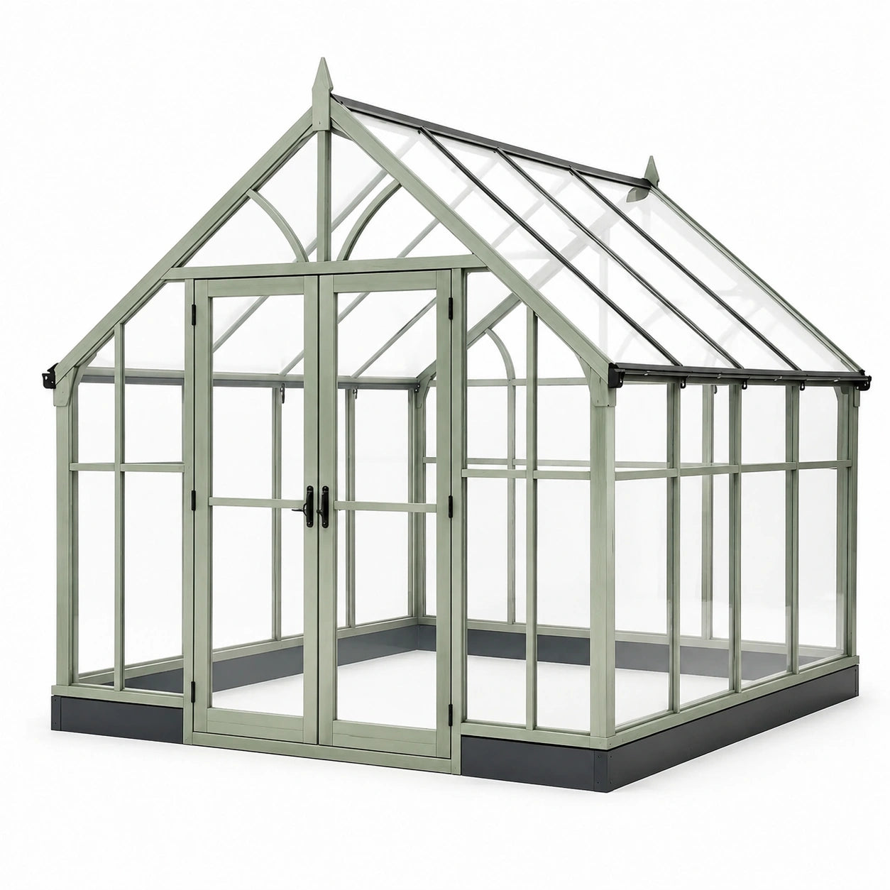 Serre en aluminium et verre trempé vert