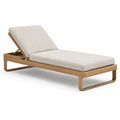 Chaise longue en teck avec coussins réglables en polyester beige 200x70x35 cm