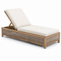 Chaise longue en bois d'acacia et rotin synthétique beige
