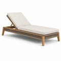 Chaise longue en bois avec coussin beige pour extérieur