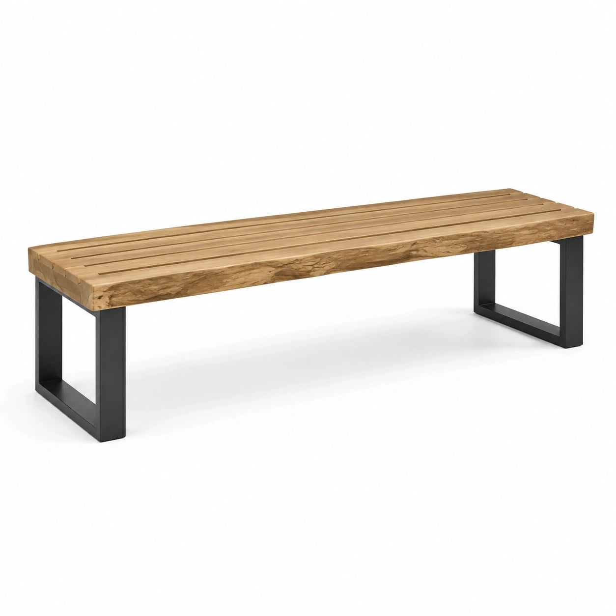 Banc en bois de chêne et métal noir 180 cm
