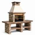 Barbecue en Pierre Réfractaire avec Grille Acier Inoxydable 210x120x65 cm