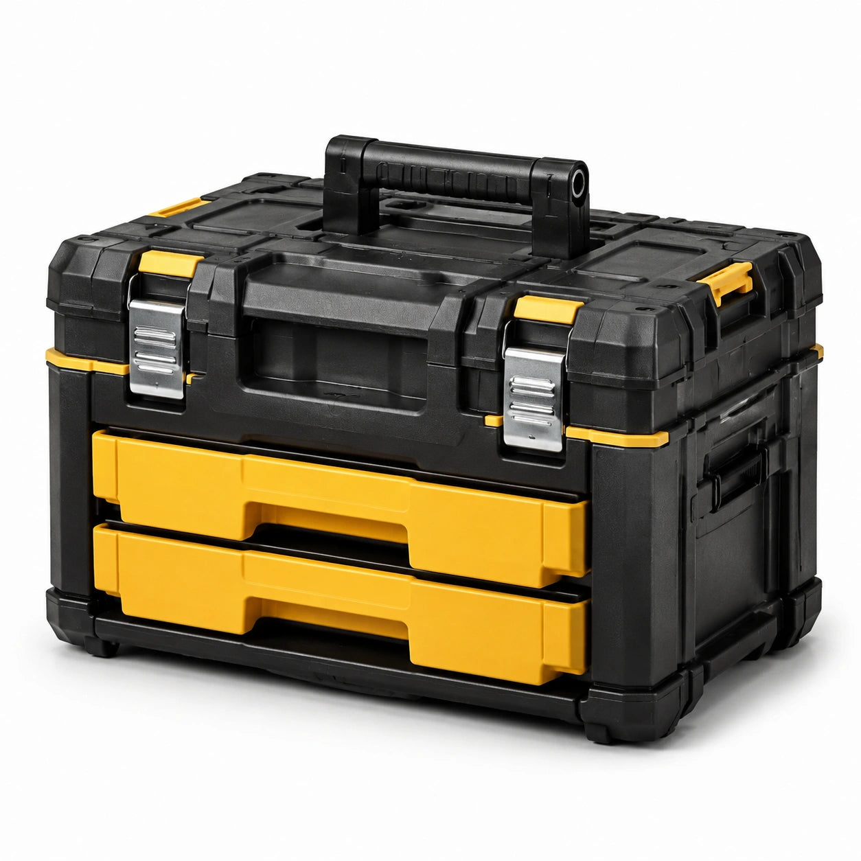 Boîte à outils en plastique ABS noir et jaune avec tiroirs