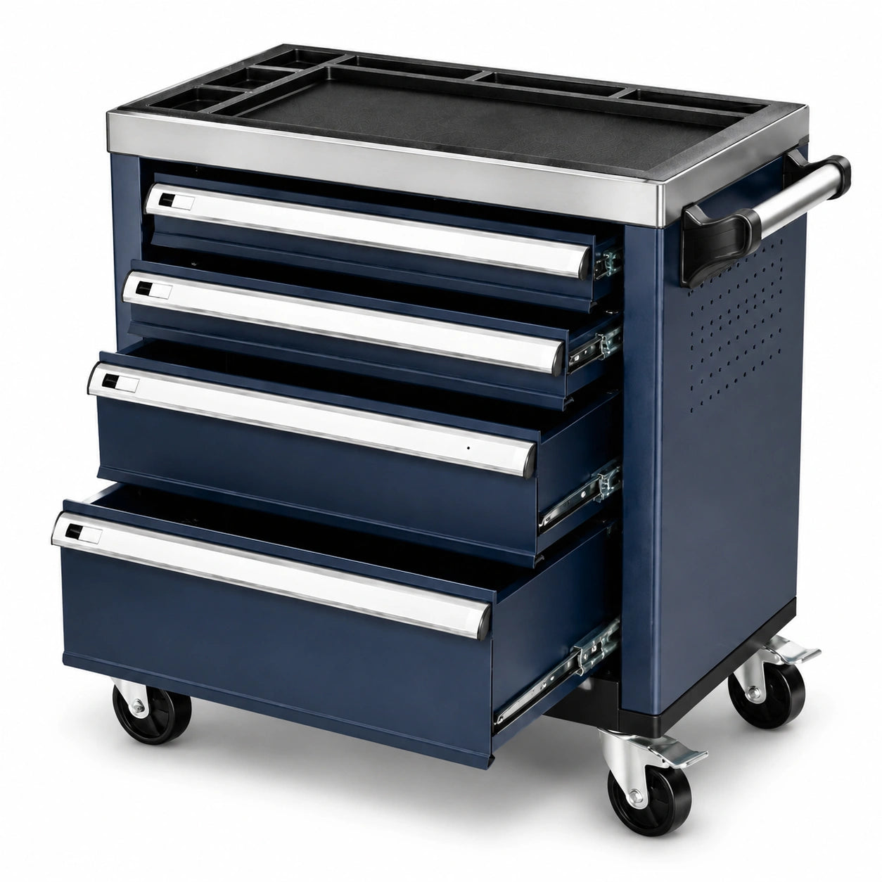 Chariot à outils en métal bleu 5 tiroirs avec roulettes pivotantes