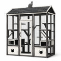 Enclos pour chat en bois de pin et grillage en acier 230x115x170 cm