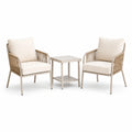 Ensemble de mobilier d'extérieur en aluminium et corde avec coussins beige