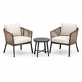 Ensemble bistrot 2 fauteuils en aluminium avec table ronde en bois composite